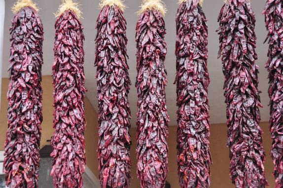 Pimenta usada como decoração em Santa Fé, no Novo México - Estados Unidos